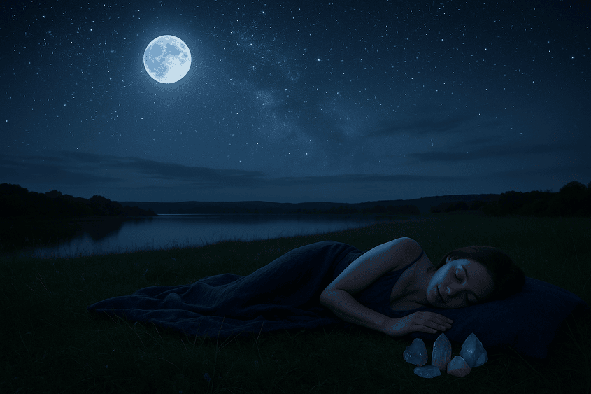 O IMAGINE A NOPTII CU O LUNA PLINA STALUCITOARE